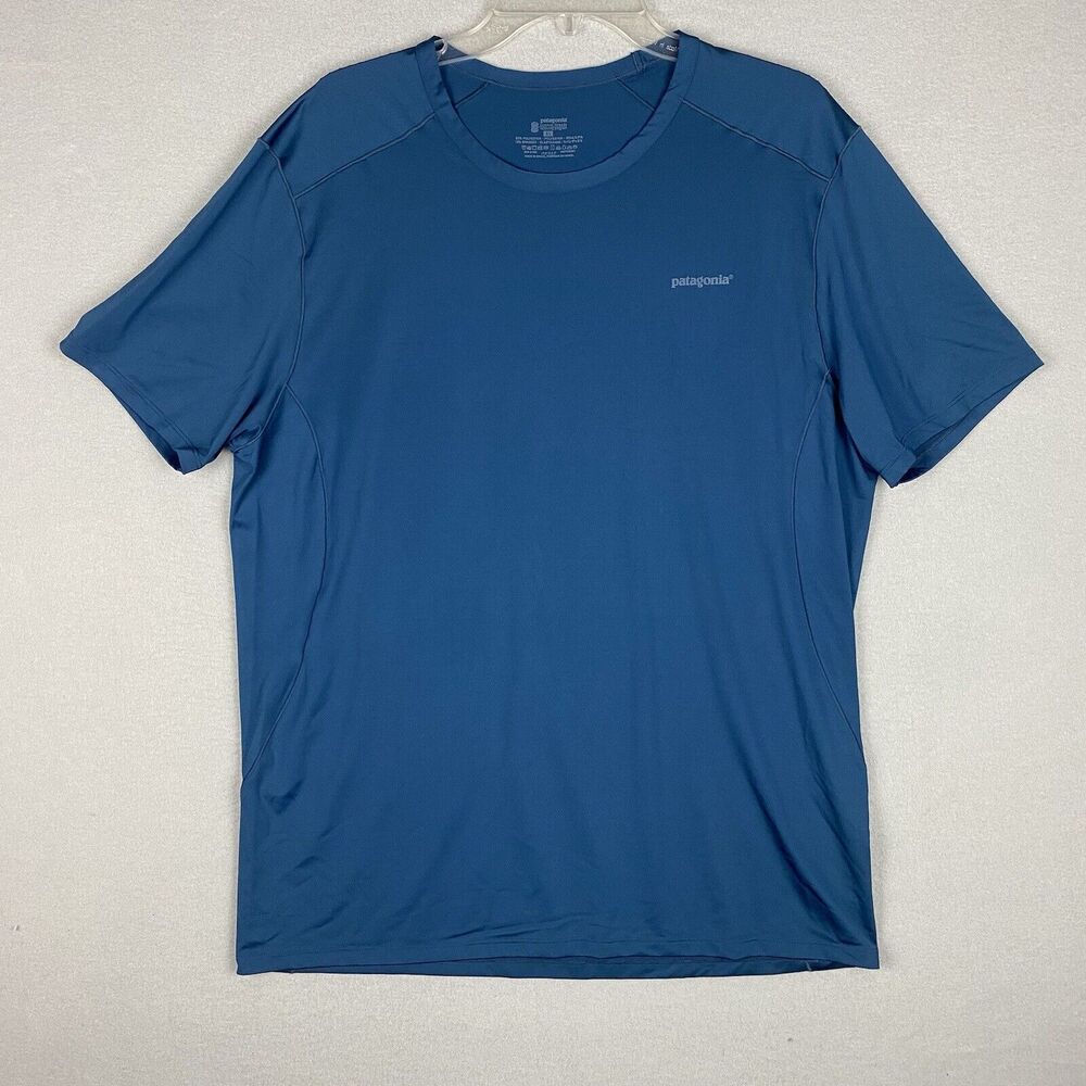 Patagonia Mens Size XL Common Threads SS Polyester Spandex T Shirt Blue